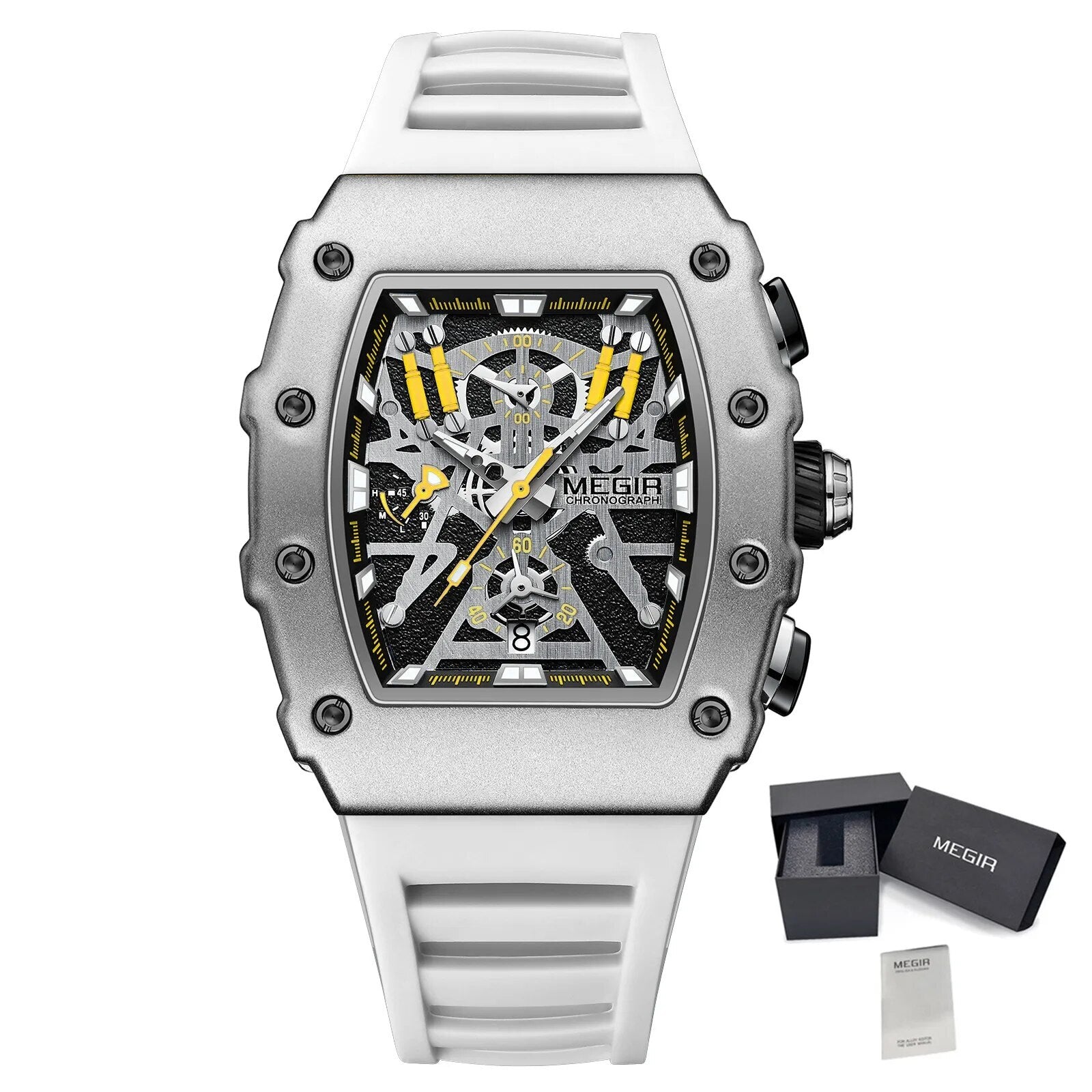 MEGIR Luxury Outdoor Sport Wristwatch for Men Silicone Waterproof Watches Quartz Military Watch Male Clock Chronograph 2218-20