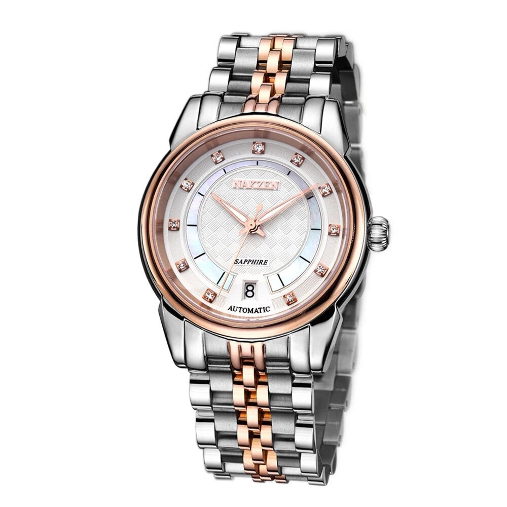 NAKZEN Men Japan Automatic NH35 Movement Mechanical Watch Mens Luminous Waterproof Diamond Classic Wrist Watches Reloj Hombre 6033-2