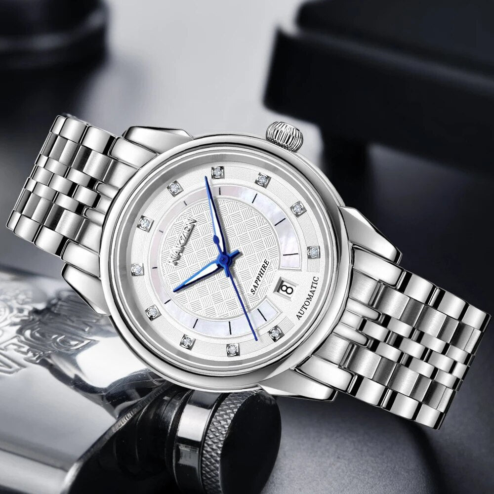 NAKZEN Men Japan Automatic NH35 Movement Mechanical Watch Mens Luminous Waterproof Diamond Classic Wrist Watches Reloj Hombre 6033-5