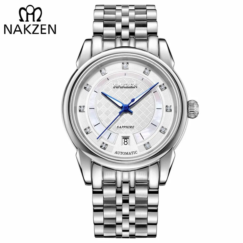 NAKZEN Men Japan Automatic NH35 Movement Mechanical Watch Mens Luminous Waterproof Diamond Classic Wrist Watches Reloj Hombre 6033-6