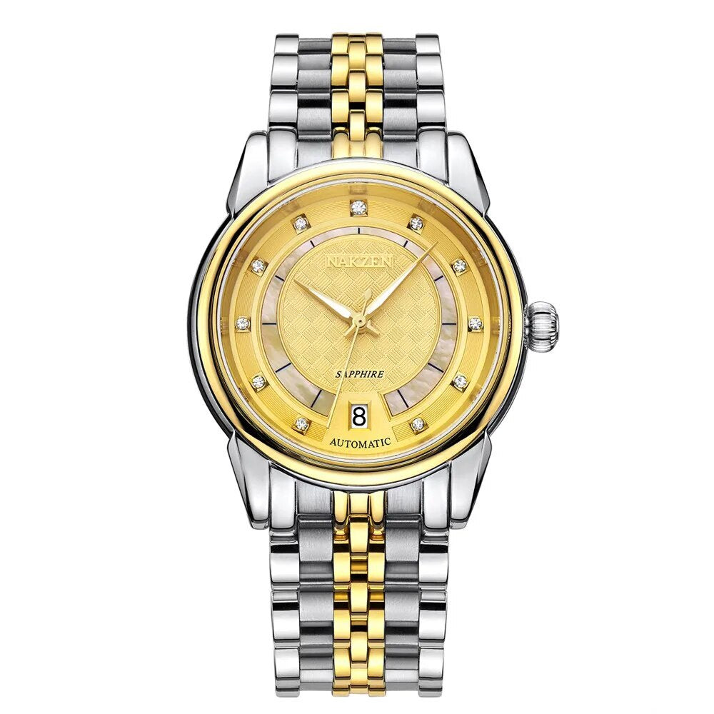 NAKZEN Men Japan Automatic NH35 Movement Mechanical Watch Mens Luminous Waterproof Diamond Classic Wrist Watches Reloj Hombre 6033-8