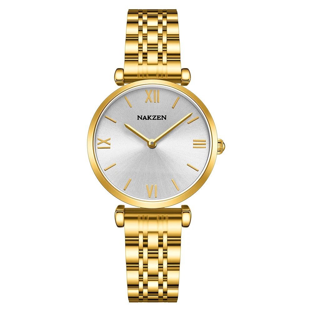 NAKZEN Luxury Crystal Watch Women Waterproof Rose Gold Steel Strap Ladies Wrist Watches Top Brand Bracelet Clock Relogio Feminino 4153-10