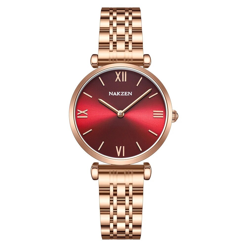 NAKZEN Luxury Crystal Watch Women Waterproof Rose Gold Steel Strap Ladies Wrist Watches Top Brand Bracelet Clock Relogio Feminino 4153-7