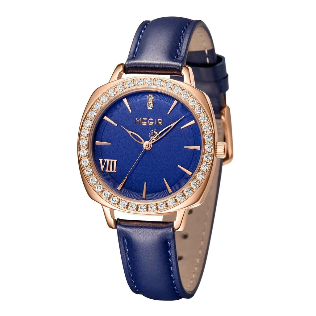 MEGIR Fashion Women Watch Luxury Diamond Leather Ladies Bracelet Watch Female Quartz Wristwatches Dress Clock Relogio Feminino 7029-7