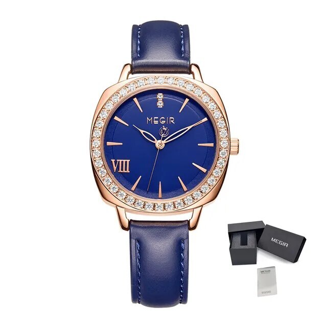 MEGIR Fashion Women Watch Luxury Diamond Leather Ladies Bracelet Watch Female Quartz Wristwatches Dress Clock Relogio Feminino 7029-13
