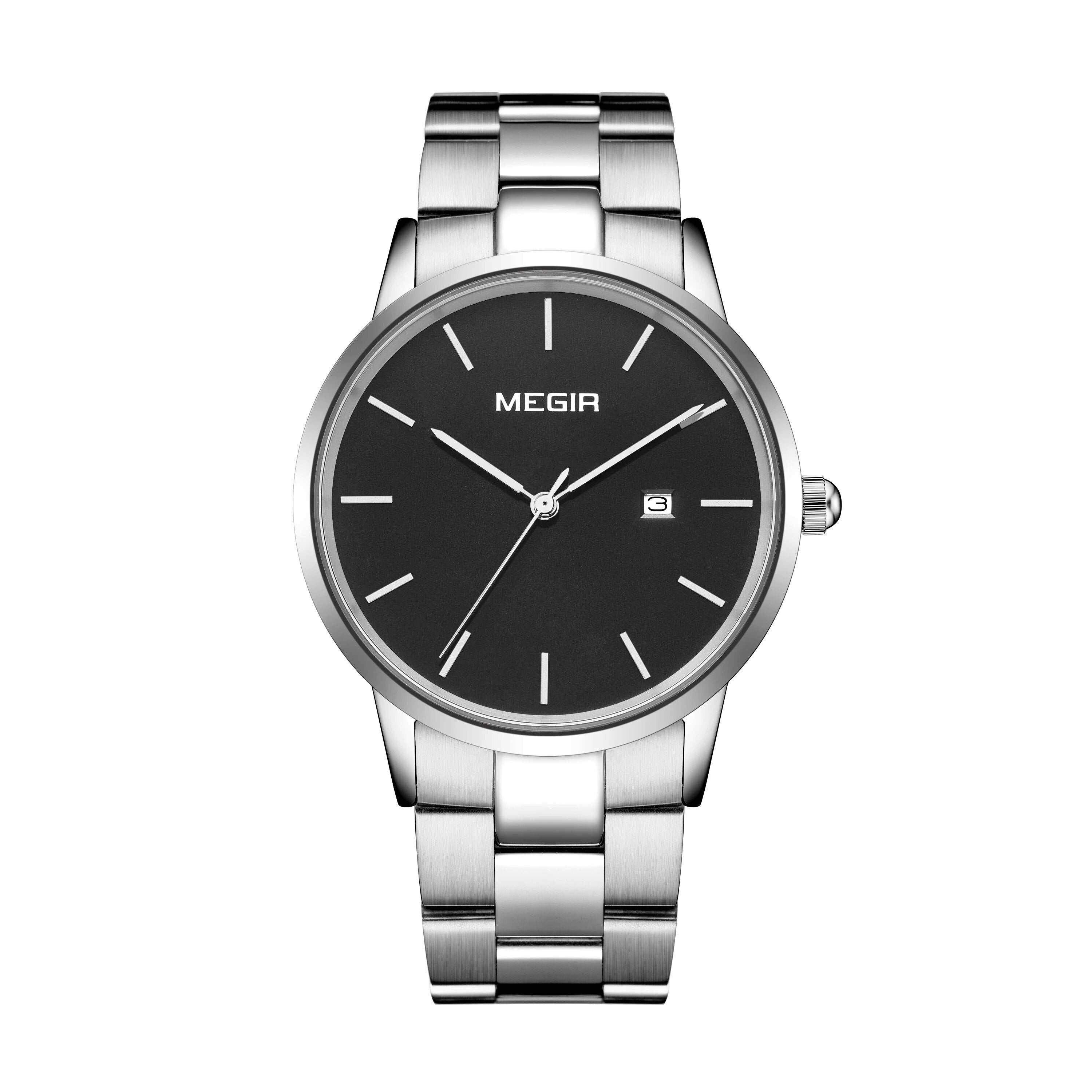 MEGIR Quartz Watch for Men Top Brand Luxury Steel Band Wristwatches Business Casual Date Clock Waterproof Relogio Masculino 2164-10