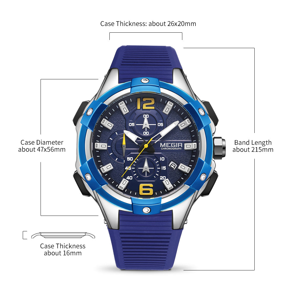 MEGIR Men's Chronograph Original Top Luxury Sports Military Watches for Men Date Luminous Wristwatches Clock Relogio Masculino 2161-7