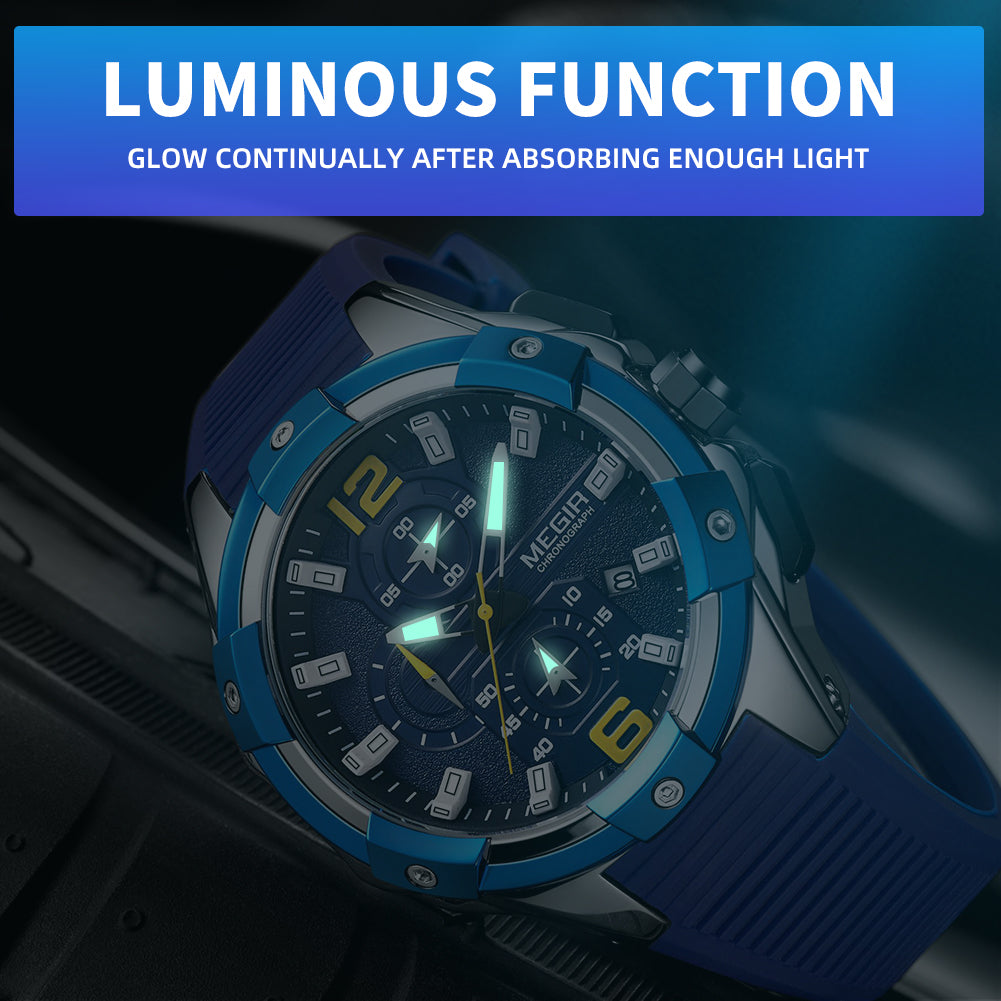 MEGIR Men's Chronograph Original Top Luxury Sports Military Watches for Men Date Luminous Wristwatches Clock Relogio Masculino 2161-4
