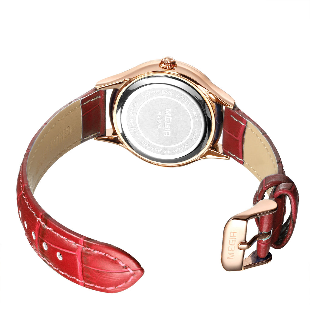 MEGIR Fashion Watch for Women Luxury Leather Casual Simple Quartz Wristwatch Waterproof Ladies Dress Clock Relogio Feminino 4208-6