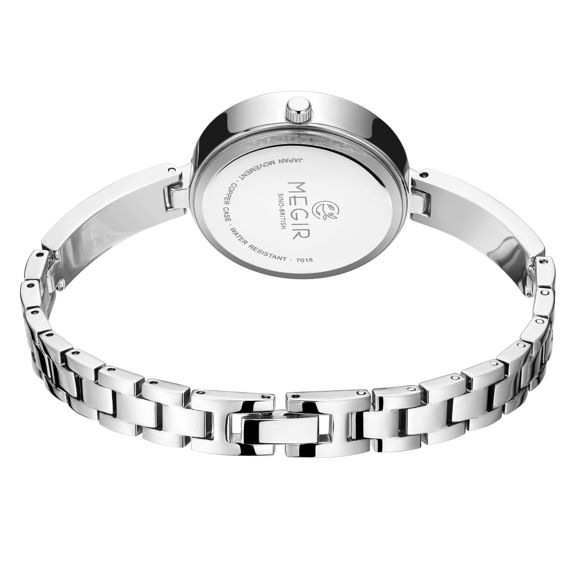 MEGIR Watch for Women Luxury Diamond Ladies Quartz Wristwatches Steel Women Bracelet Watches Female Dress Clock Relogio Feminino 7018-16