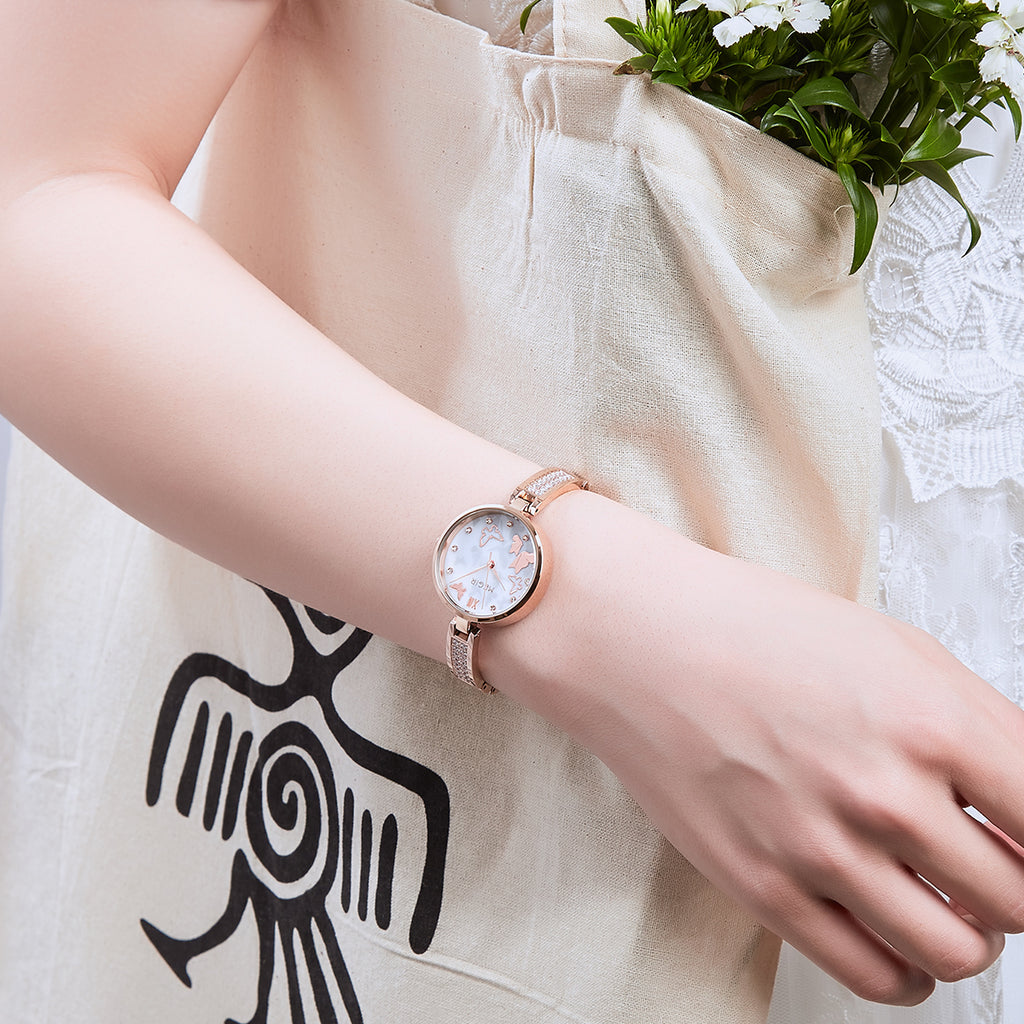 MEGIR Watch for Women Luxury Diamond Ladies Quartz Wristwatches Steel Women Bracelet Watches Female Dress Clock Relogio Feminino 7018-1