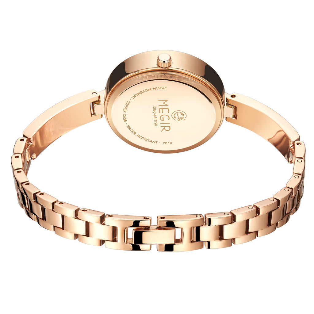 MEGIR Watch for Women Luxury Diamond Ladies Quartz Wristwatches Steel Women Bracelet Watches Female Dress Clock Relogio Feminino 7018-15