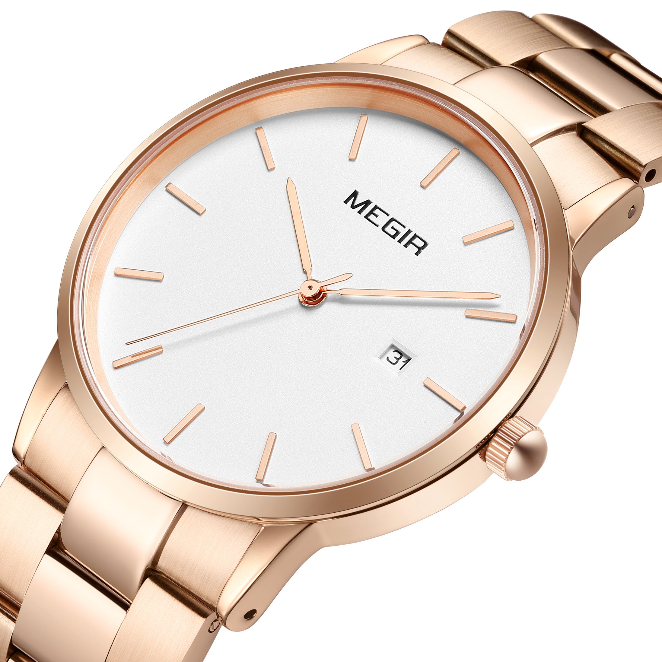 MEGIR Quartz Watch for Men Top Brand Luxury Steel Band Wristwatches Business Casual Date Clock Waterproof Relogio Masculino 2164-13
