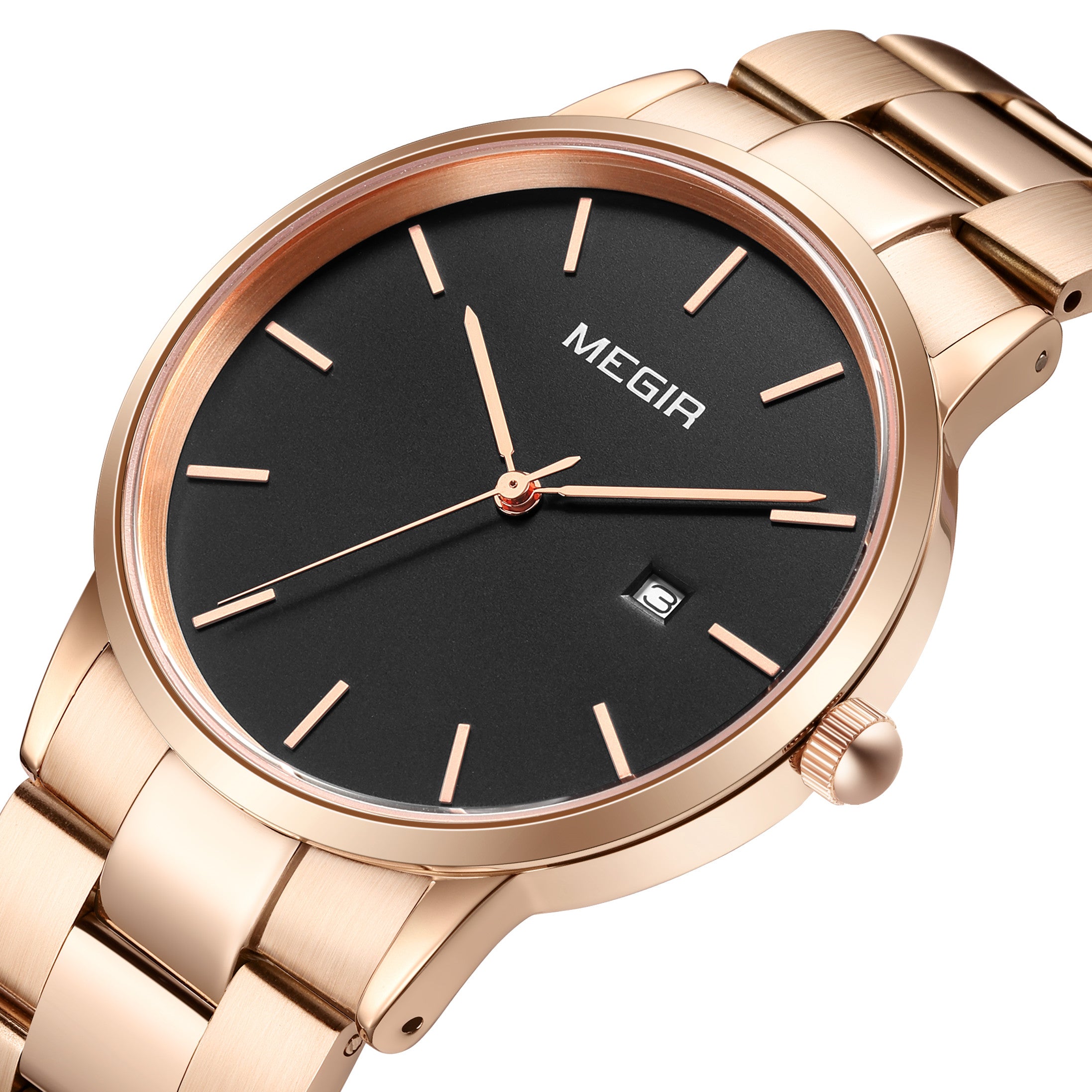 MEGIR Quartz Watch for Men Top Brand Luxury Steel Band Wristwatches Business Casual Date Clock Waterproof Relogio Masculino 2164-12