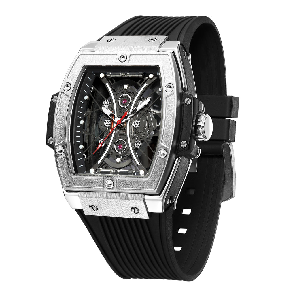 RUIMAS Quartz Sport Watches for Man Hollow Out Fashion Men Wristwatch 3ATM Waterproof Silicone Strap Clock Relogio Masculino 334-10