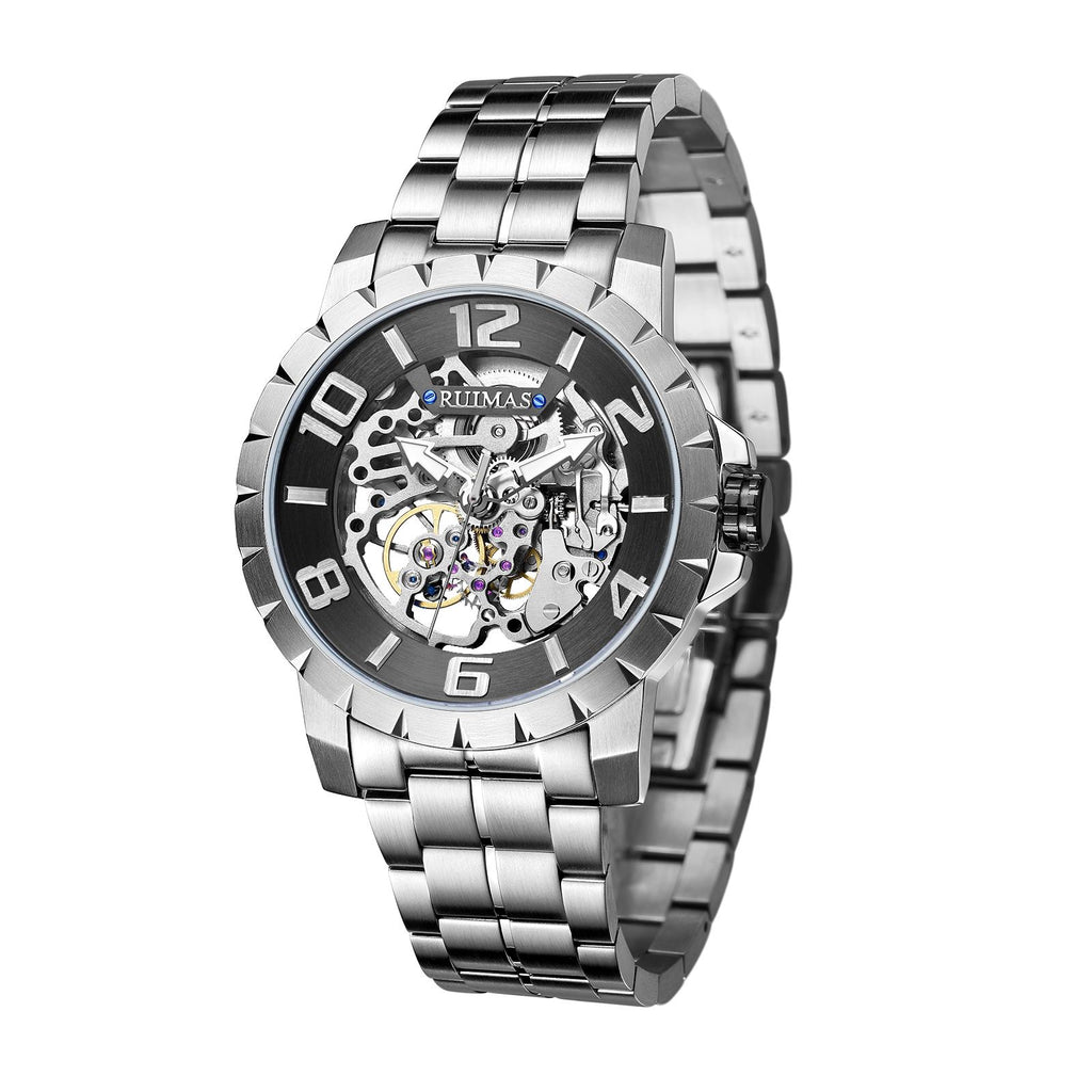 RUIMAS Men Mechanical Watch Luxury Automatic Stainless Steel Bracelet Wristwatches 5ATM Waterproof Clock Relogio Masculino 6784-7