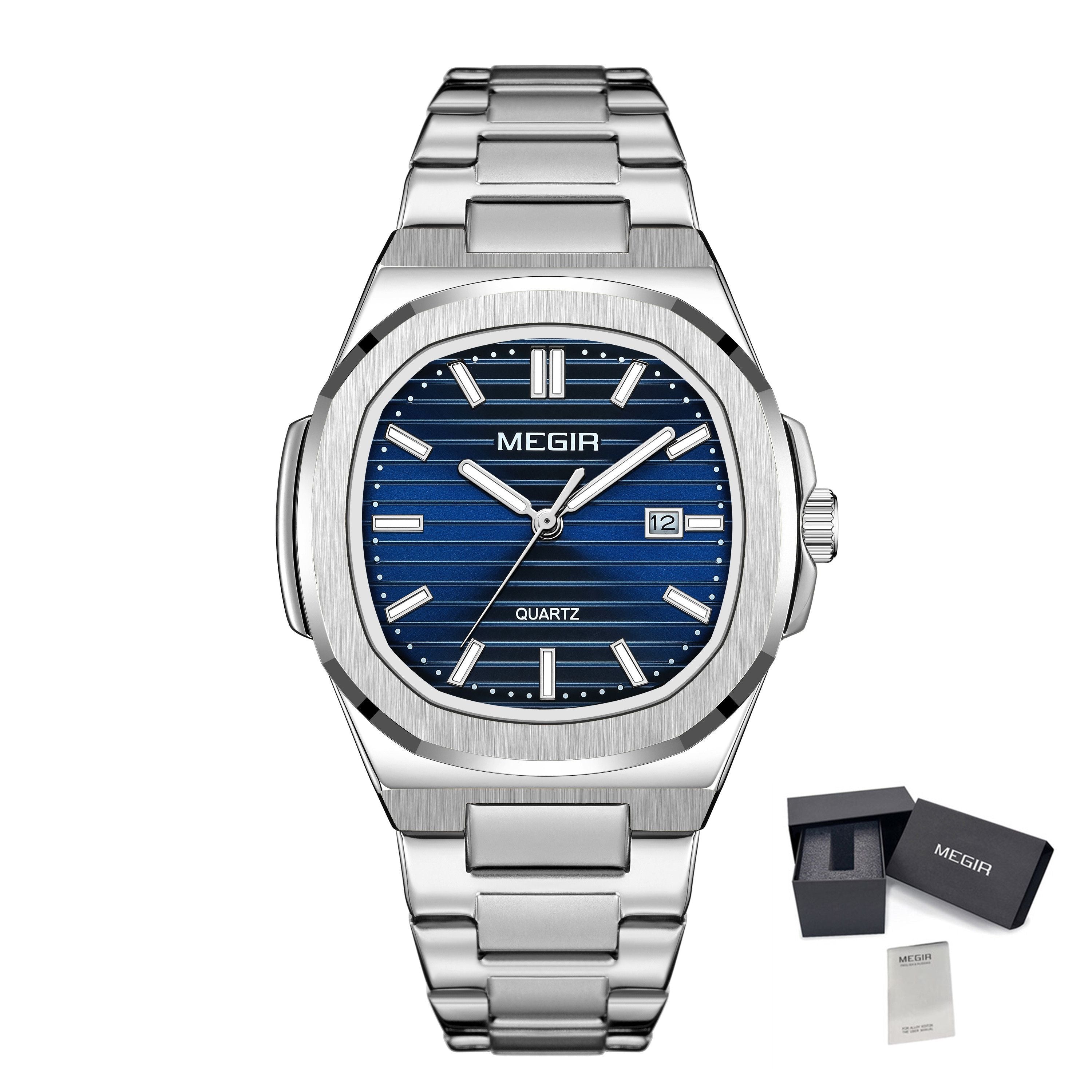 MEGIR Luxury Brand Men Business Watches Waterproof Male Clock Stainless Steel Luminous Quartz Sports Wristwatch Montre Femme 1084-15