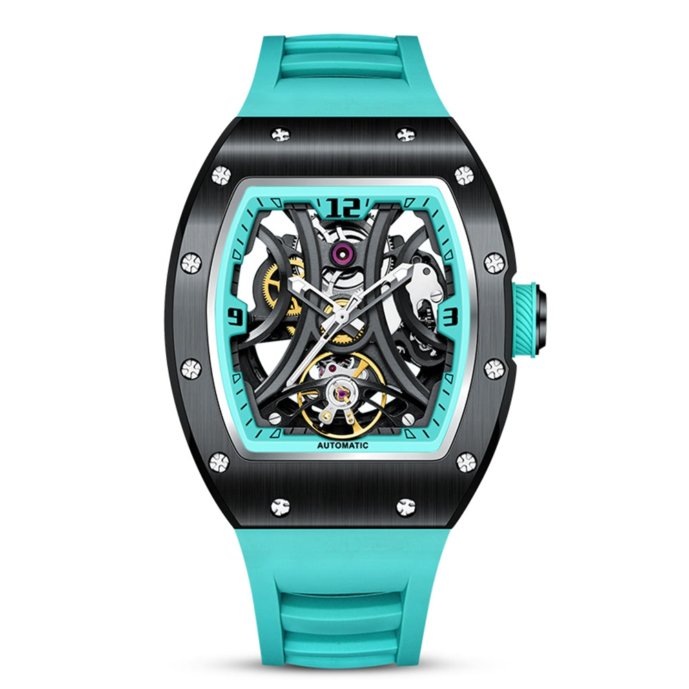 MEGIR Skeleton Big Dial Men Mechanical Watch Fashion Luminous Automatic Movement Wristwatch Stainless Steel Case Clock 9190-11-10