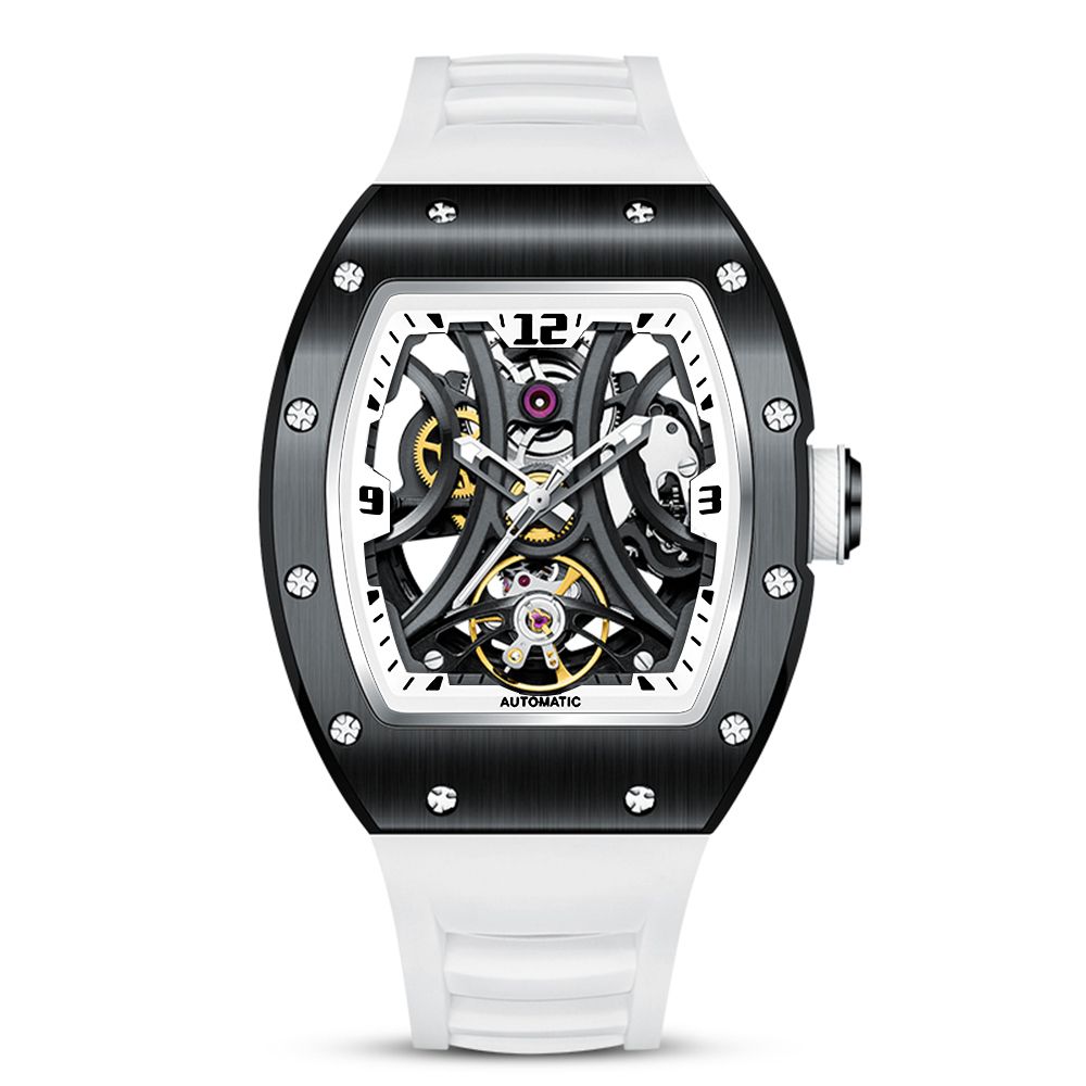 MEGIR Skeleton Big Dial Men Mechanical Watch Fashion Luminous Automatic Movement Wristwatch Stainless Steel Case Clock 9190-11-13