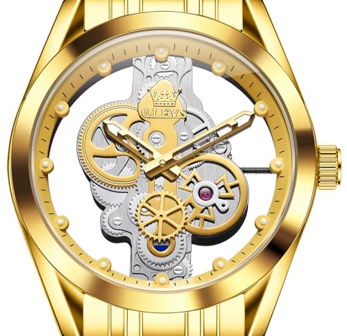 OLEVS Skeleton Analog Quartz Men’s Watch Stainless Steel Water Resistant