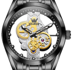 OLEVS Skeleton Analog Quartz Men’s Watch Stainless Steel Water Resistant