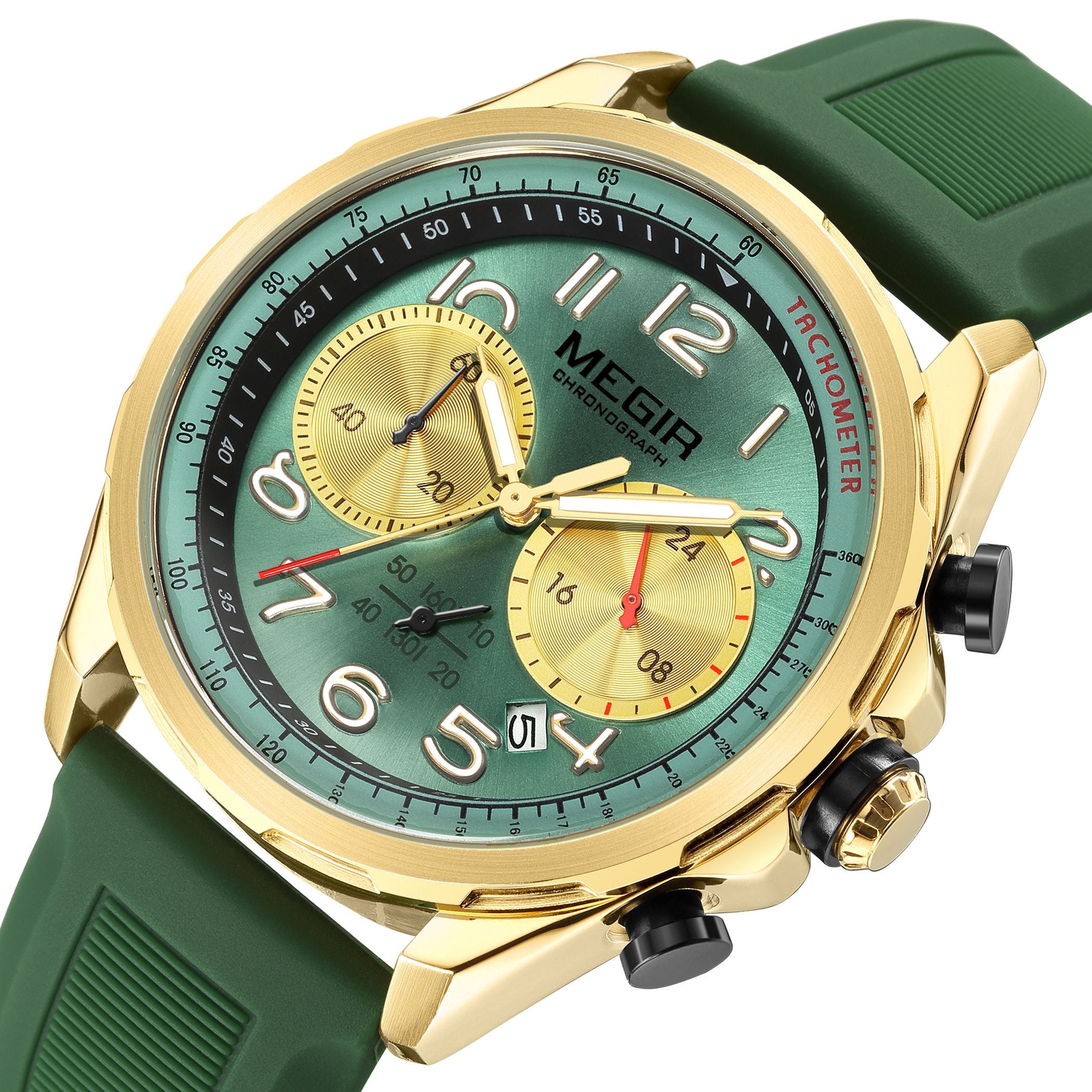 MEGIR Men Watches Luxury Quartz Wristwatch Gray Waterproof Military Sports Chronograph Silicone Strap Clock Montre Homme 2230-10