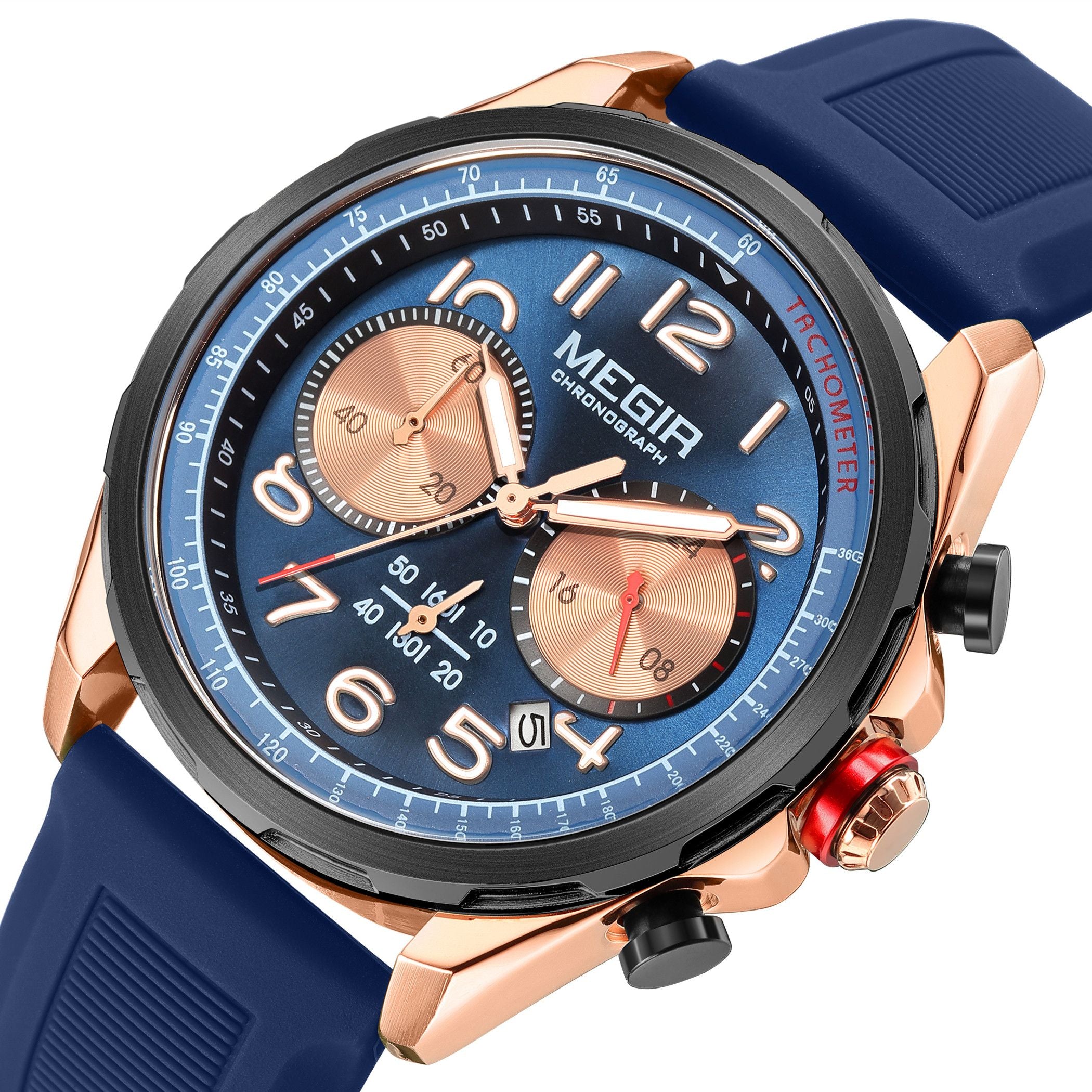 MEGIR Men Watches Luxury Quartz Wristwatch Gray Waterproof Military Sports Chronograph Silicone Strap Clock Montre Homme 2230-9