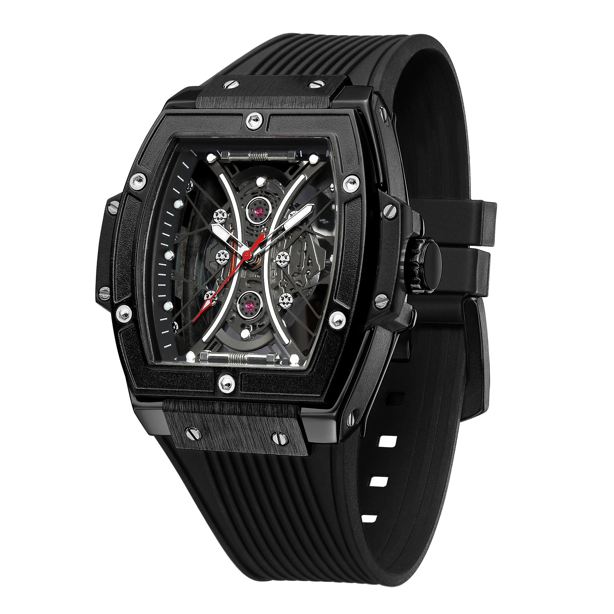 RUIMAS Quartz Sport Watches for Man Hollow Out Fashion Men Wristwatch 3ATM Waterproof Silicone Strap Clock Relogio Masculino 334-11