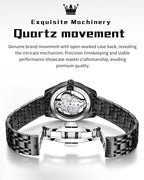 OLEVS Skeleton Analog Quartz Men’s Watch Stainless Steel Water Resistant