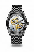 OLEVS Skeleton Analog Quartz Men’s Watch Stainless Steel Water Resistant