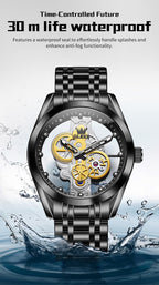 OLEVS Skeleton Analog Quartz Men’s Watch Stainless Steel Water Resistant