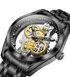 OLEVS Skeleton Analog Quartz Men’s Watch Stainless Steel Water Resistant