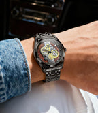 OLEVS Skeleton Analog Quartz Men’s Watch Stainless Steel Water Resistant
